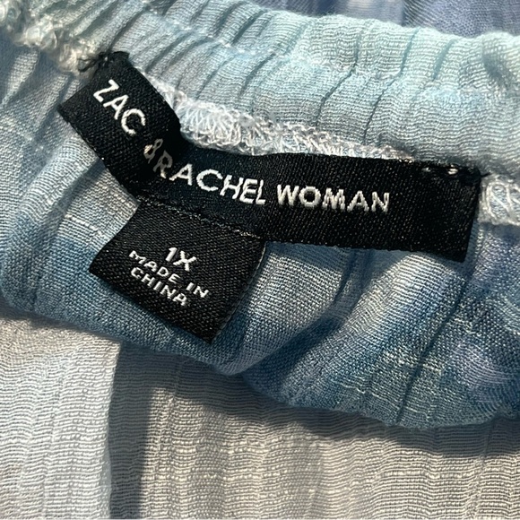 Zac & Rachel Tie Dye Peasant Blouse Long Sleeve Lace Trim Boho Top Bohemian 1X - Picture 6 of 7